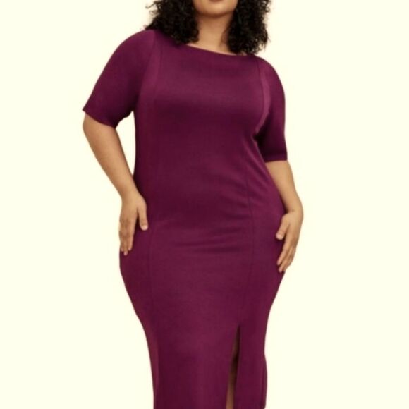 NWT Torrid CabernetMidi Cupro Boatneck Bodycon Knit Dress. - Picture 1 of 14
